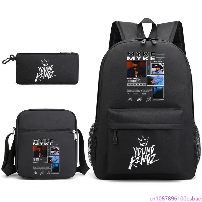 

New Fashion Myke Towers Backpacks Teenagers Large Capacity 3-Piece Backpacks Shoulder Bags Pencil Bags School Backpacks