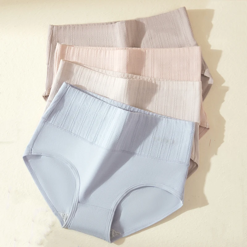 4 個の女性のパンティーハイウエストボディシェイパー下着プラスサイズ固体女の子ブリーフソフト綿パンティ痩身女性ランジェリー