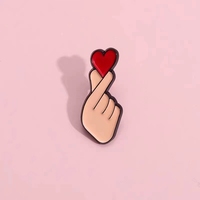 Cartoon Enamel Pin Gesture Heart Badge Jewelry Love Men Women Backpack Hat Lapel Brooches Accessories Wholesale Friends Gifts