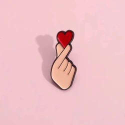 Cartoon Enamel Pin Gesture Heart Badge Jewelry Love Men Women Backpack Hat Lapel Brooches Accessories Wholesale Friends Gifts