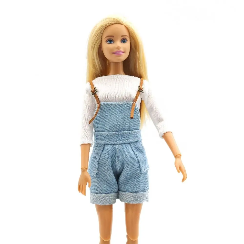 Funny Denim Jeans Doll Suspenders Trousers Outfit Crop Top Cloth Cowboy 29cm Doll Wearable Girls
