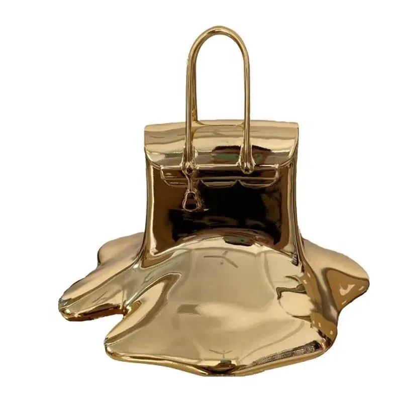 Factory custom high-quality electroplated resin melting bag statue resin bag home decoration ornament