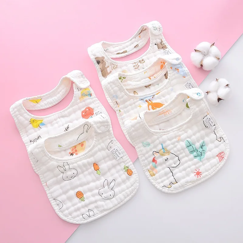 Baby Bibs Cotton Thickening Water Absorption Waterproof Bibs Baby Feeding Protection Burp Cloths Cartoon Pattern Fit Baby Stuff