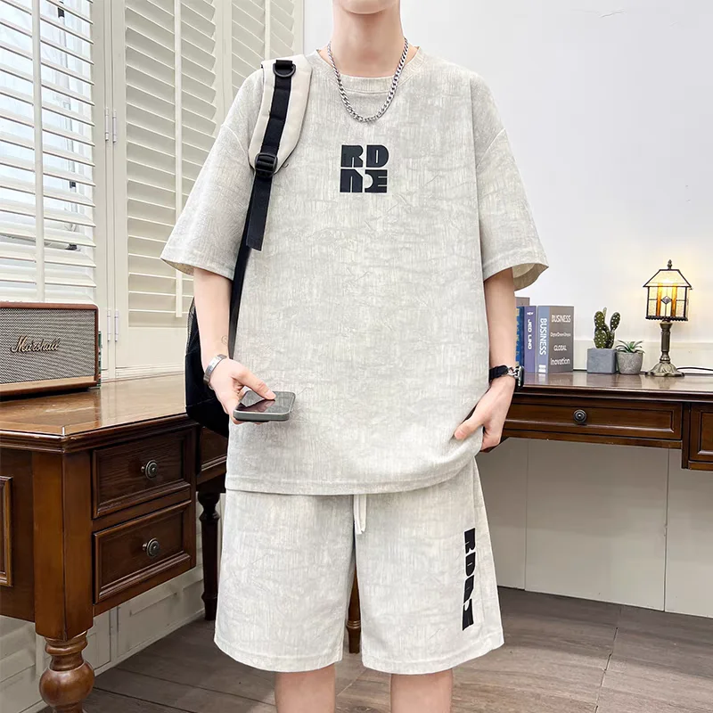 M-6XL Men's Oversized Sets Casual Black Tracksuits High Street Youth T-shirt Shorts 2 Piece Set Men Trendy Top Designer Clothes