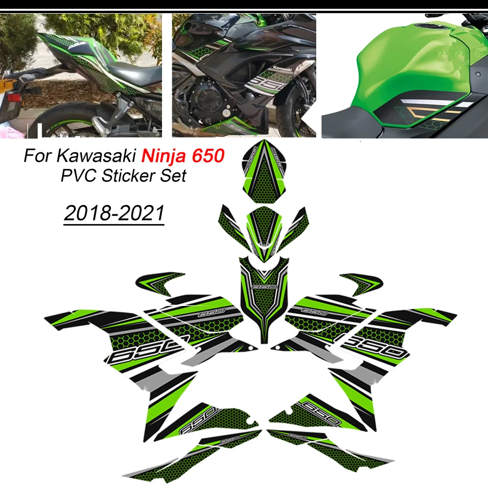 

For Kawasaki Ninja 650 Tank Pad Stickers Kit Knee Fairing Set Body Stickers scratch resistant decorative Protection 2018-2021