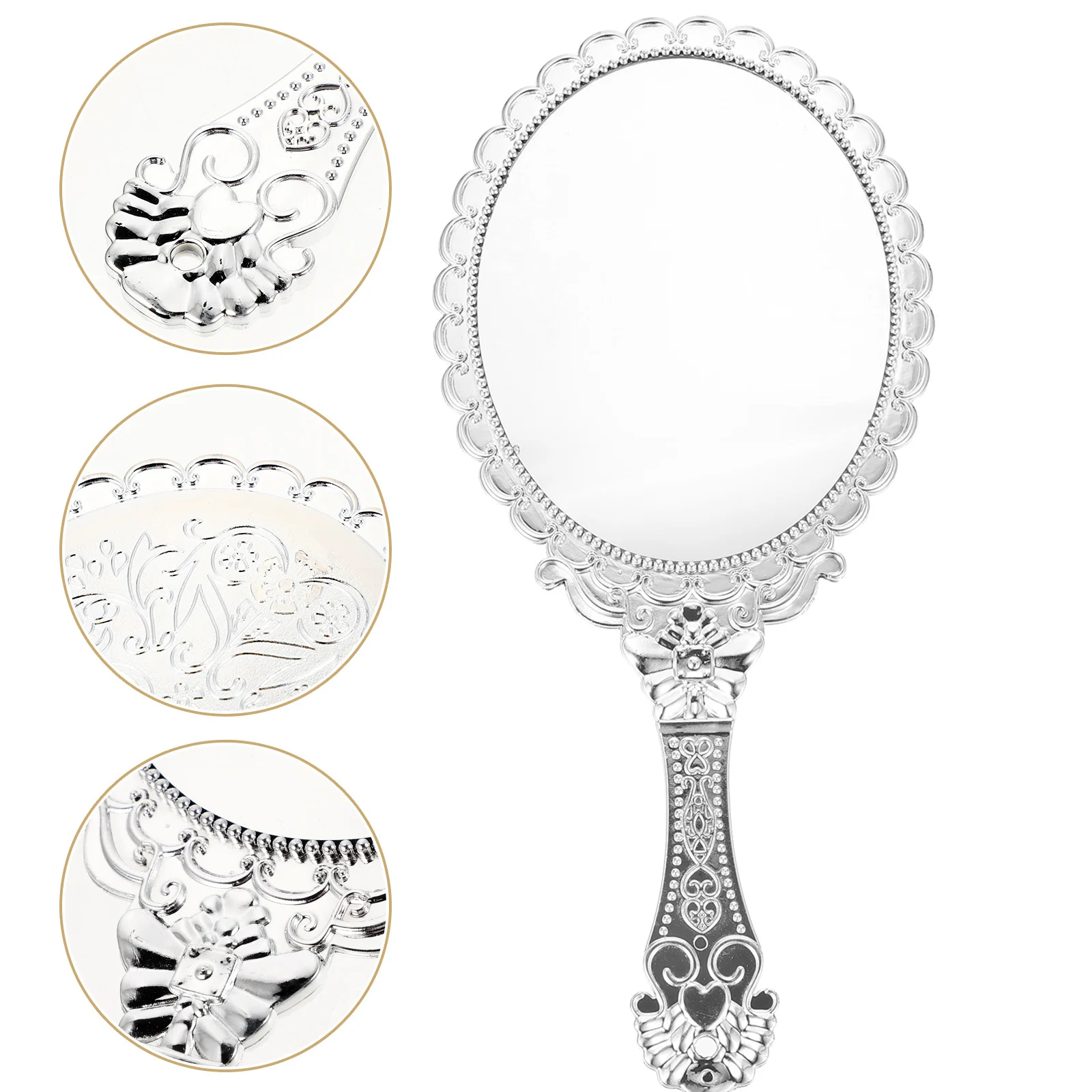 Retro Hand Mirror Portable Vintage Makeup Mirror Carved Handle Prevent Accidental Falls for Women Hand Mirrors with Handle