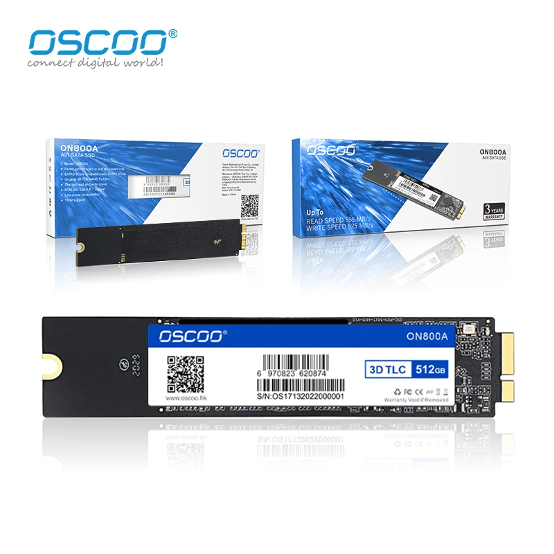 Imagem -06 - Oscoo-ssd Disco Rígido para Macbook Air Sata Original 256gb 512gb 1tb A1369 A1370 2010 2011 Emc2393 Emc2471