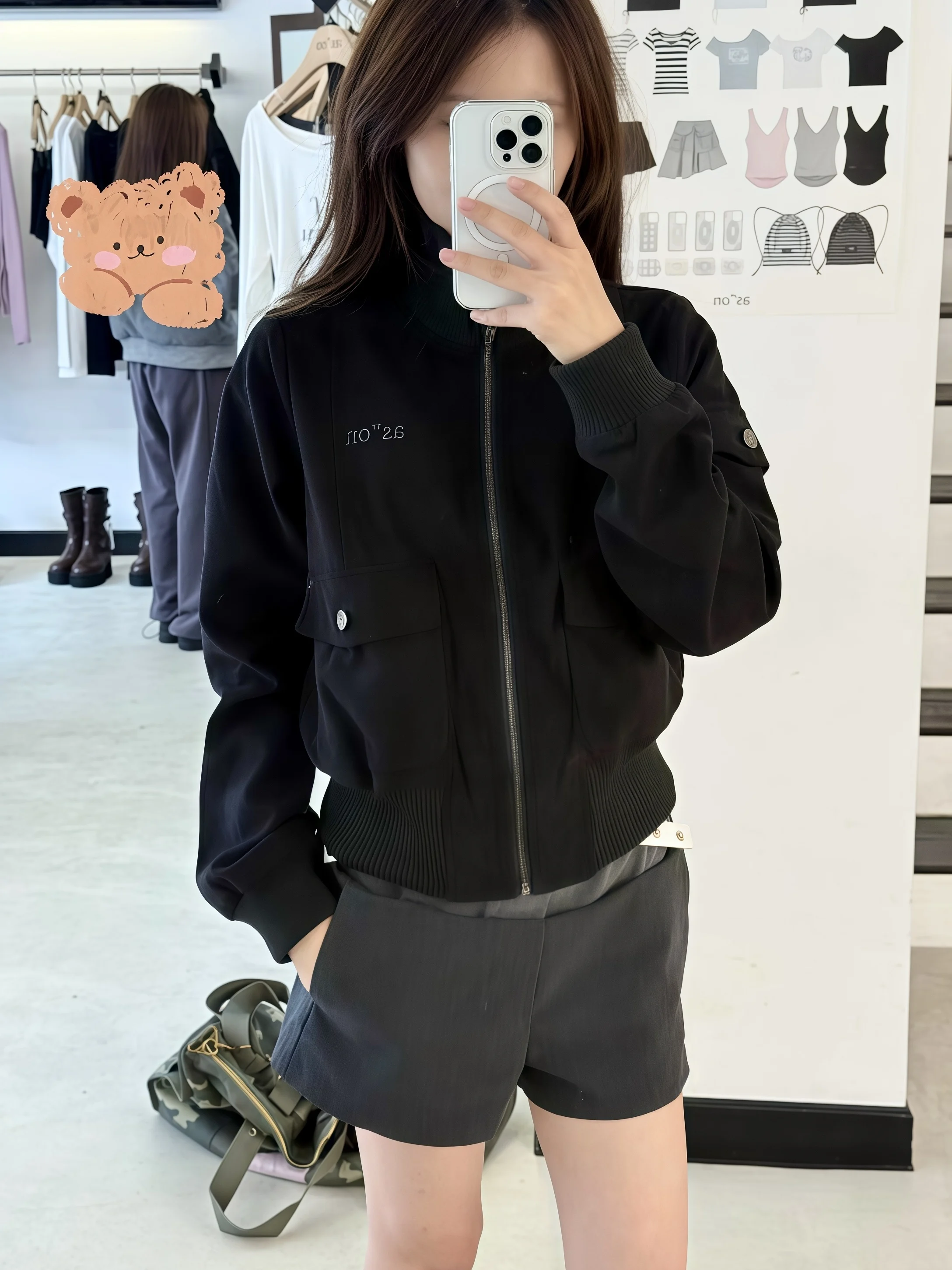 

Корейская приталенная вельветовая куртка с вышивкой и воротником-стойкой для женщин, повседневная одежда