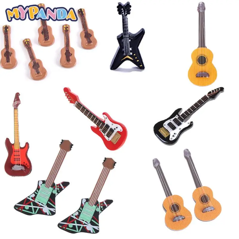 1:12 Dollhouse Miniature Music Instrument Electric Guitar For Kids Learning Educational Musical Toy House Decor