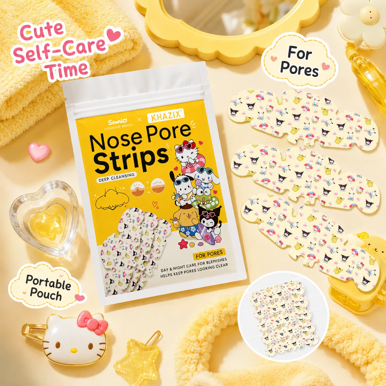 1/10pcs Hello Kitty Nose Pore Strips 10PCS Cute Cartoon Design Nose Stickers Kawaii Beauty Care Gift for Women