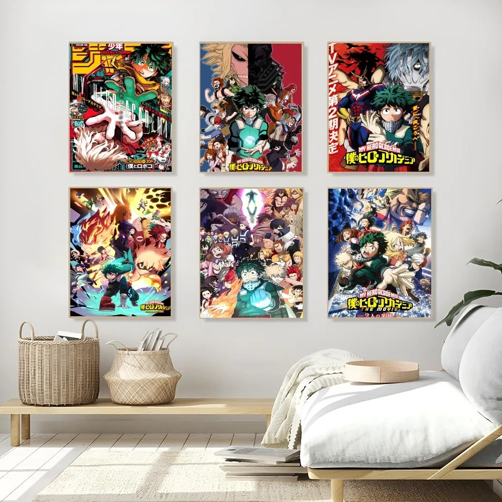 1PC My Hero Academia Poster Self-adhesive Art Waterproof Paper Sticker Coffee House Bar Room Wall Decor