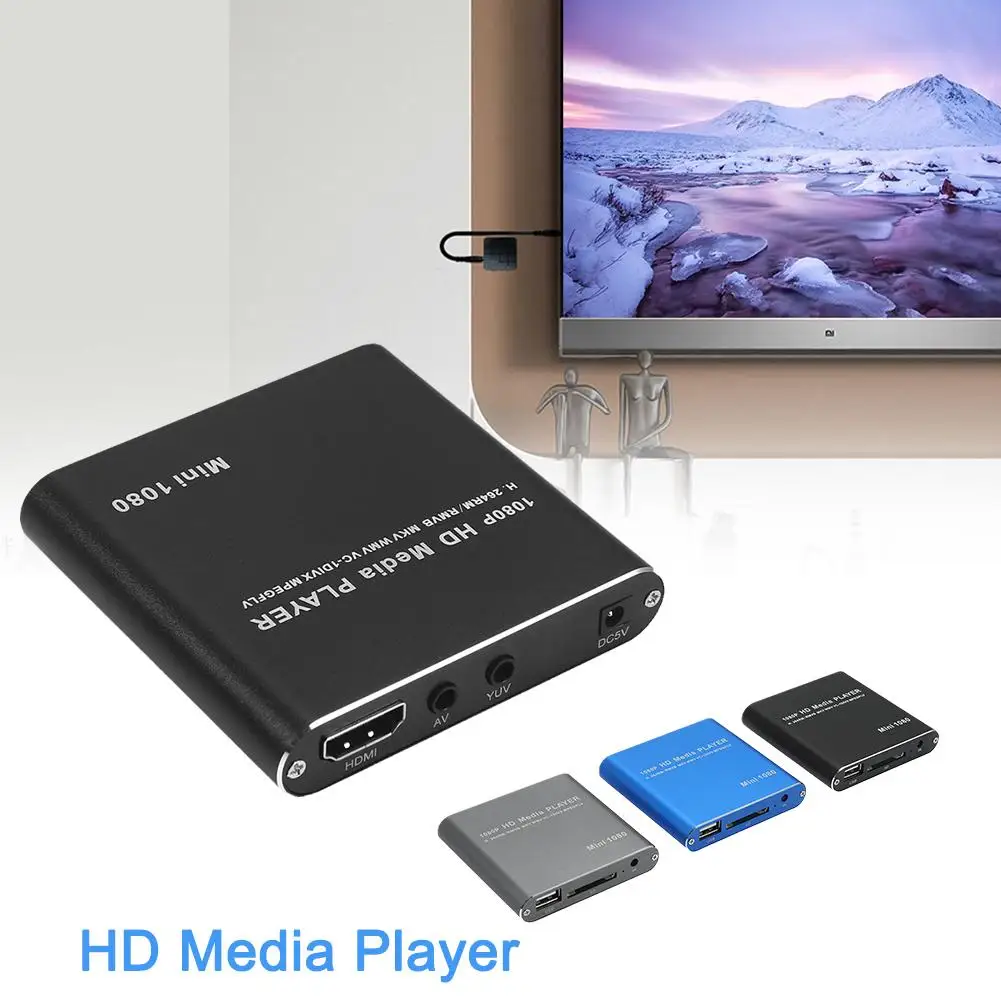 กล่องสมาร์ททีวี HD เต็มรูปแบบขนาดเล็กรองรับการ์ด SD ช่องเสียบ USB เล่นอัตโนมัติเครื่องเล่นวิดีโอ MP3 HDD โฆษณาเพลงมัลติมีเดีย V9M3 1080P