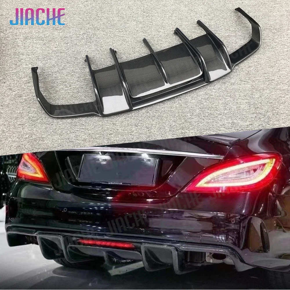 

JIACHE Carbon Fiber Rear Diffuser Bumper Lip Spoiler For Mercedes Benz W218 CLS350 CLS63 For AMG 2012-2017 FRP Black Car Bodykit