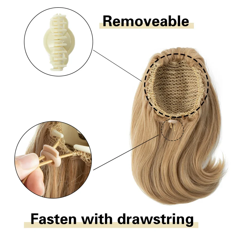 Synthetic Diy Claw Clip in Ponytail Extensions Hairpiece Hair Bun Fake Blonde Natural Hair False Pigtail