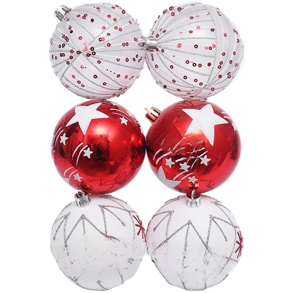 6 قطعة 8 سنتيمتر عيد الميلاد الحلي مجموعة وسائل التواصل الاجتماعي نمط رسمت باليد شجرة عطلة كرات عيد الميلاد جو حفلة زينة