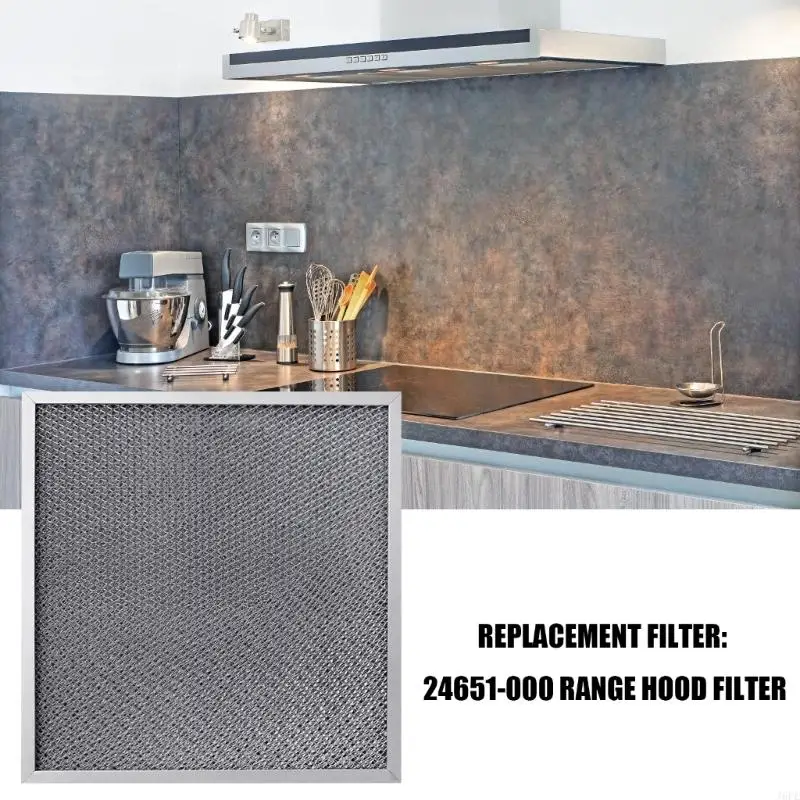 J6PE Kitchen Hood Filter Replacement, Rectangular Framed Grease Filter, Washable Reusable Metal Filter for Routine Cooking