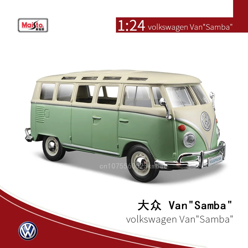 1:24 Maisto Volkswagen Van Model samochodu Samba Bus Alloy Luksusowy pojazd Diecast Edition Kolekcja zabawek Ozdoba na biurko Prezent dla dzieci