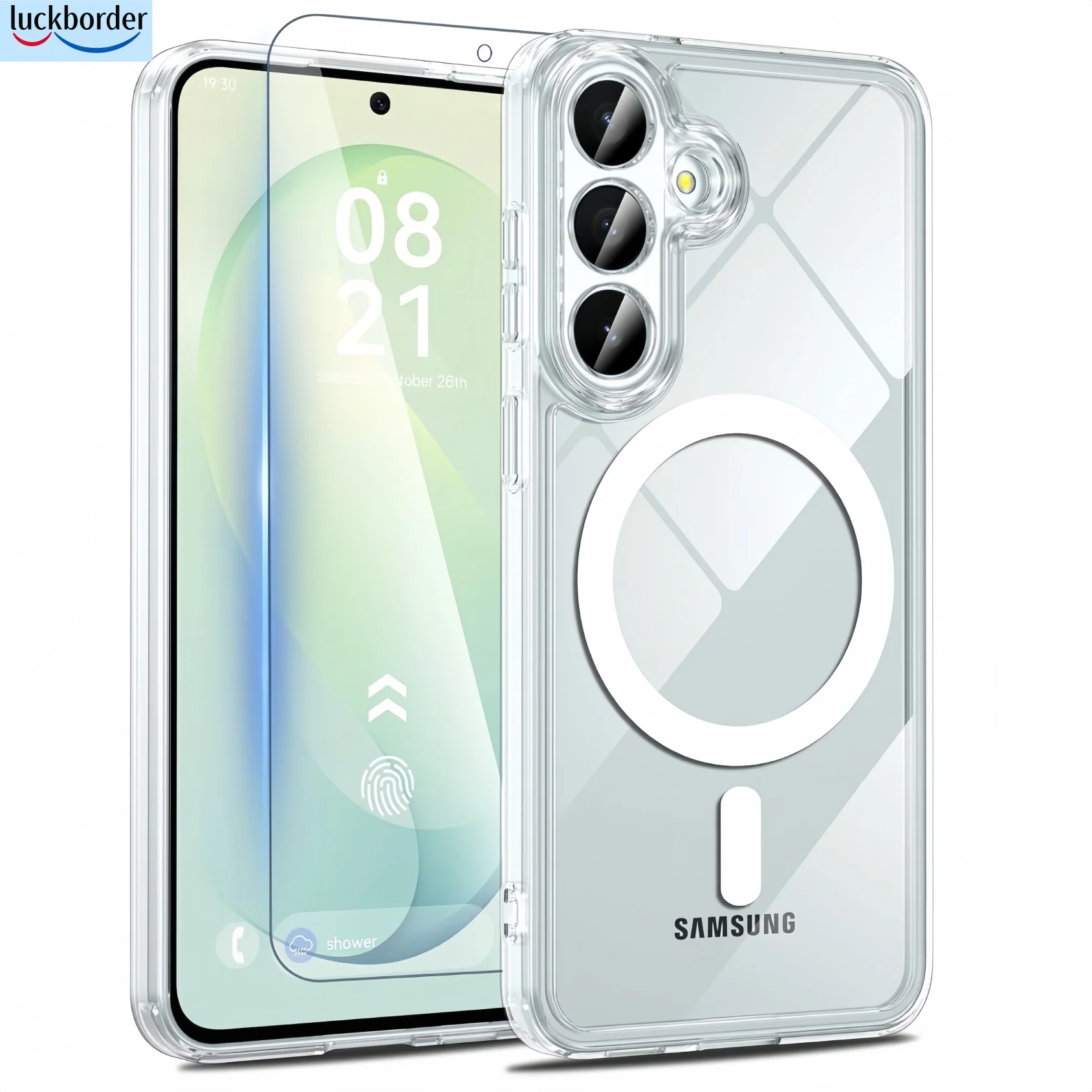 Magnetic for Samsung Galaxy S26 S25 S24 FE Plus  Edge Case,With  Screen Protector, Military Grade Drop Protection, Transparent