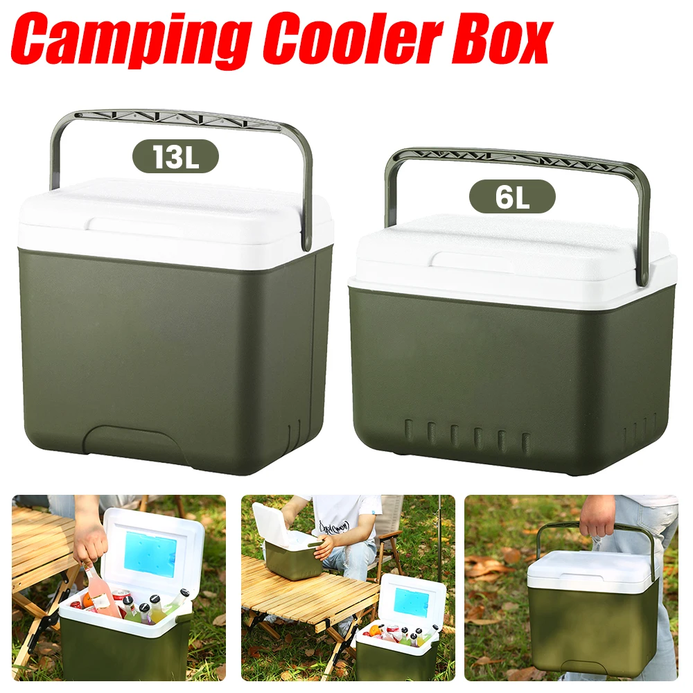 13/6L Cooler Box Portable Camping Refrigerator Incubator Large Capacity Car Ice Bucket Heat Preservation Camping BBQ Equipment