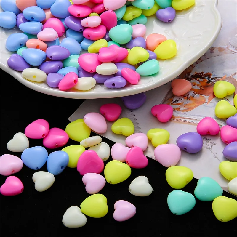 12x11mm Mixed Acrylic Beads Flat Round Heart Star Square Loose Spacer Beads For Jewelry Making Diy Bracelet Necklace Accessories