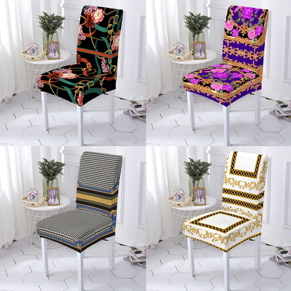 Euporean Pattern  Office Seat Cover   Back House Restaurant Chairs Covers Hotel Slipcovers Protector Decoration Washable