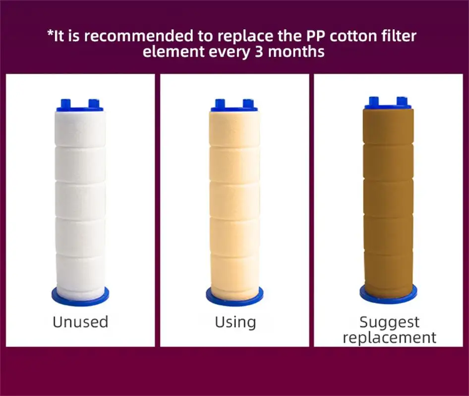 Cabeça de chuveiro com filtro de algodão PP filtra impurezas como arquivos de areia, ferro e metais pesados na água