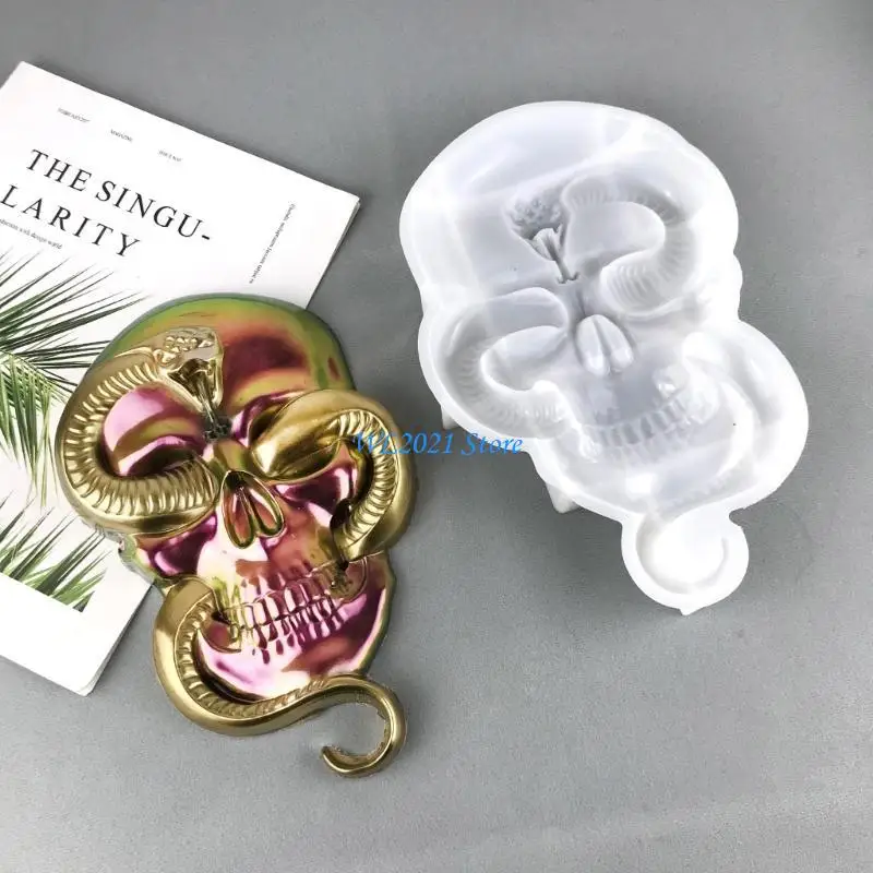 G5GC هالوين الجمجمة قالب من السيليكون الراتنج صب قوالب السيليكون لصنع عيد الميلاد ديكور المنزل زينة جمجمة الهالوين