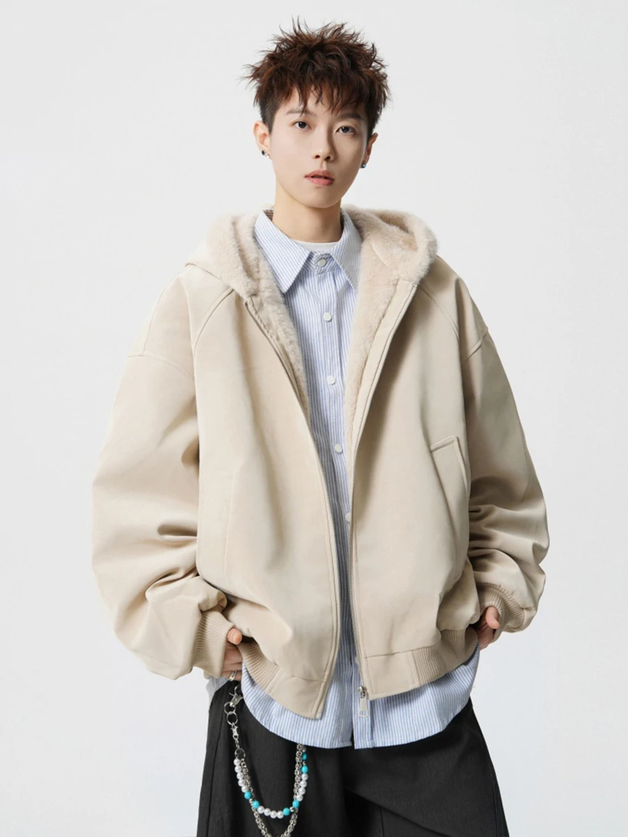 

Мужское зимнее свободное хлопковое пальто из искусственной кожи с капюшоном на подкладке American High Street Fce, элитное теплое хлопковое пальто...