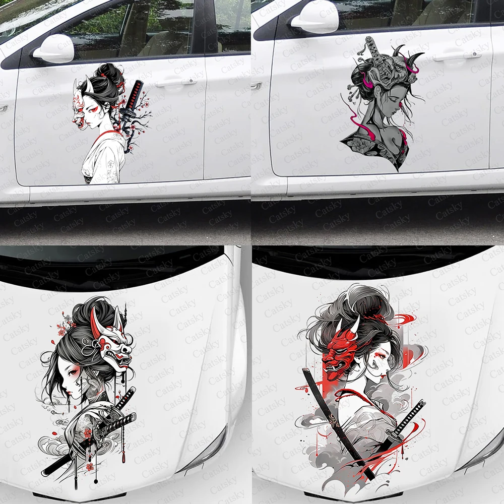 Japanese Geisha Car hood side sticker vinyl racing paint accessories self adhesive painting for truck suv car decal