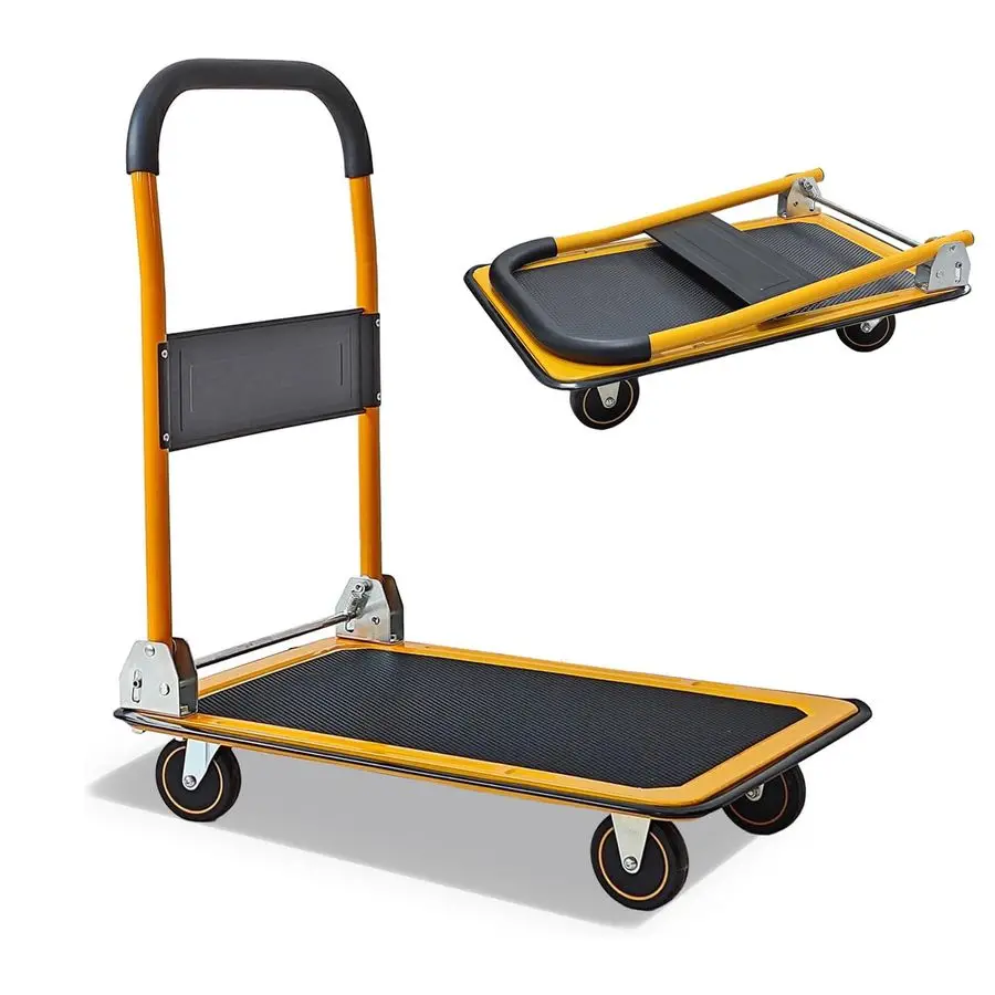 

Push Cart Dolly 330lb Capacity Moving Cart, Heavy Duty Platform Truck with 360 Degree Swivel Wheels amp Easy Storage