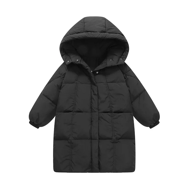 2026 new children\'s letter printed down jacket boys\' and girls\' medium and long cotton jacket baby wash free thickened warm jack