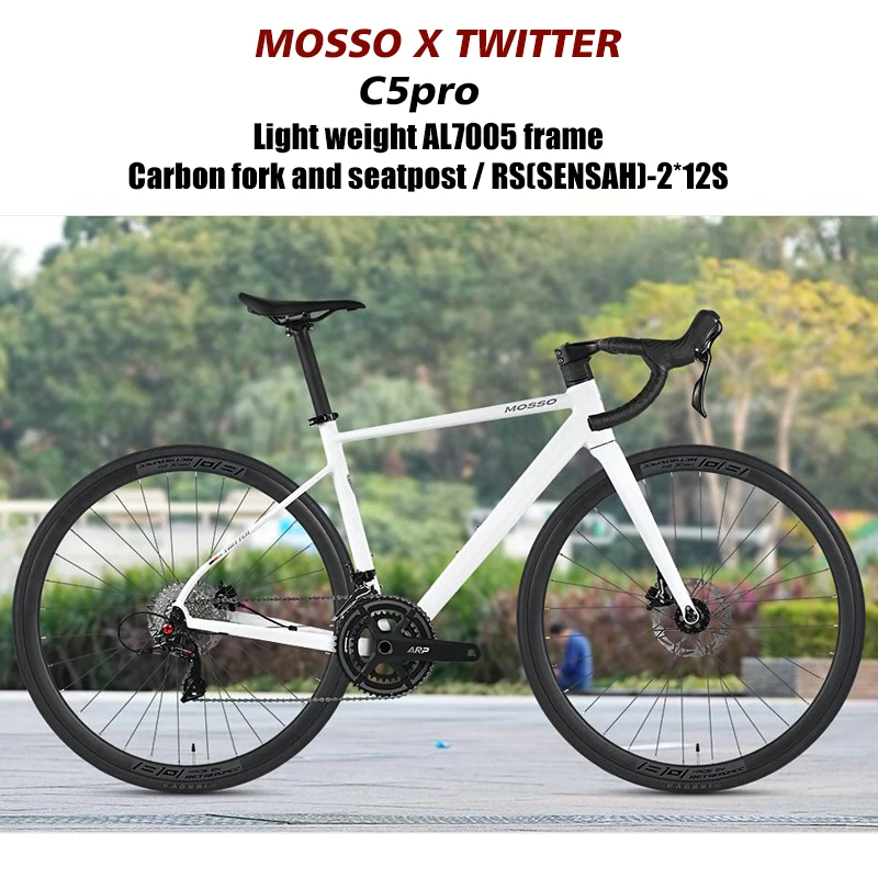 Twitter C5pro 700X28C Aluminum 7005 Road Bike Hidden Cables Sensah 24 Speed Cycling Disc Bicycle With Carbon Fork For Adults