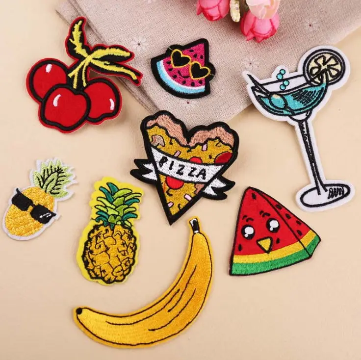 Recién llegado, 10 Uds., expresiones de frutas y alimentos, parches bordados para planchar en Jeans, abrigo, camiseta, bolsa, zapato, sombrero, motivo, emblema, accesorio diy