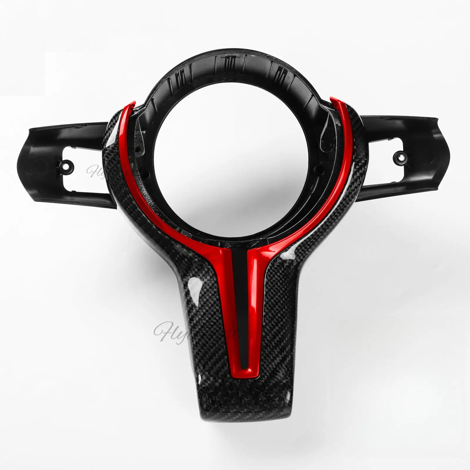 Carbon Fiber Steering Wheel Trim Replace Fit For BMW M X5M X6M Series 1-6 Red Black Set