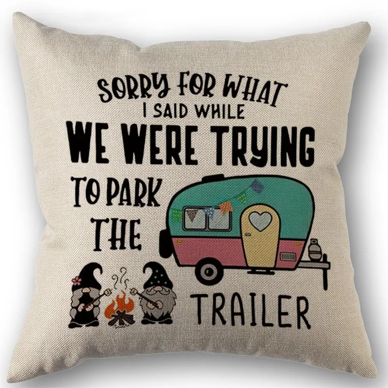 Decorative Cushion Cover Camper Pillowcase Cotton Linen Fabric Square Zipper Pillowcase 45X45cm Wedding Decorative Pillow cover