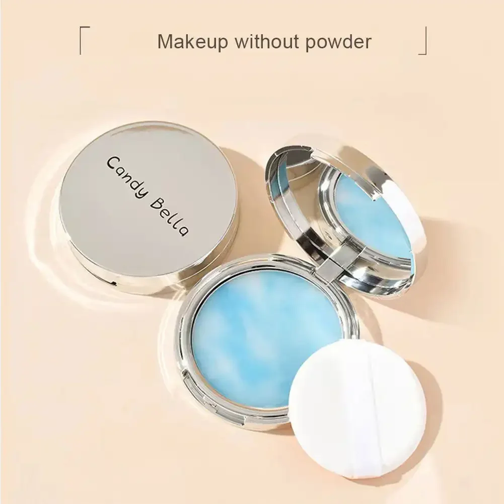 The Blue Sky Oil Control Long-lasting Powder Cake with Powder Puff Makeup Powder Waterproof Wet and Dry Face Powder