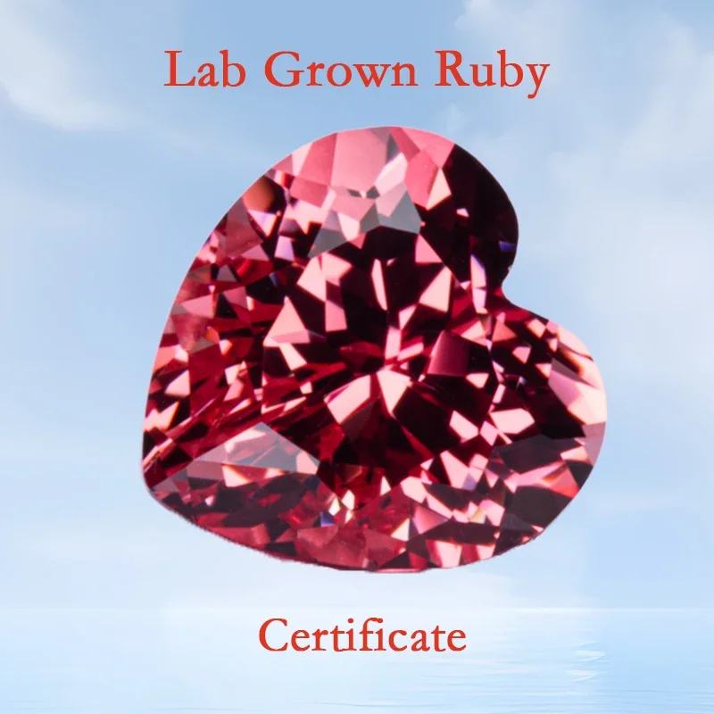 

Lab Grown Padparadscha Top Quality Heart Shape Red Lotus Color VVS1 Charms Beads for Jewelry Making Selectable AGL Certificate