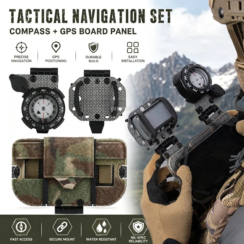 Tactical Vest Navigation Board with Compass GPS Holder for Molle Hunting Plate Carrier MOLLE Foldable Admin Pouch Phone Holder