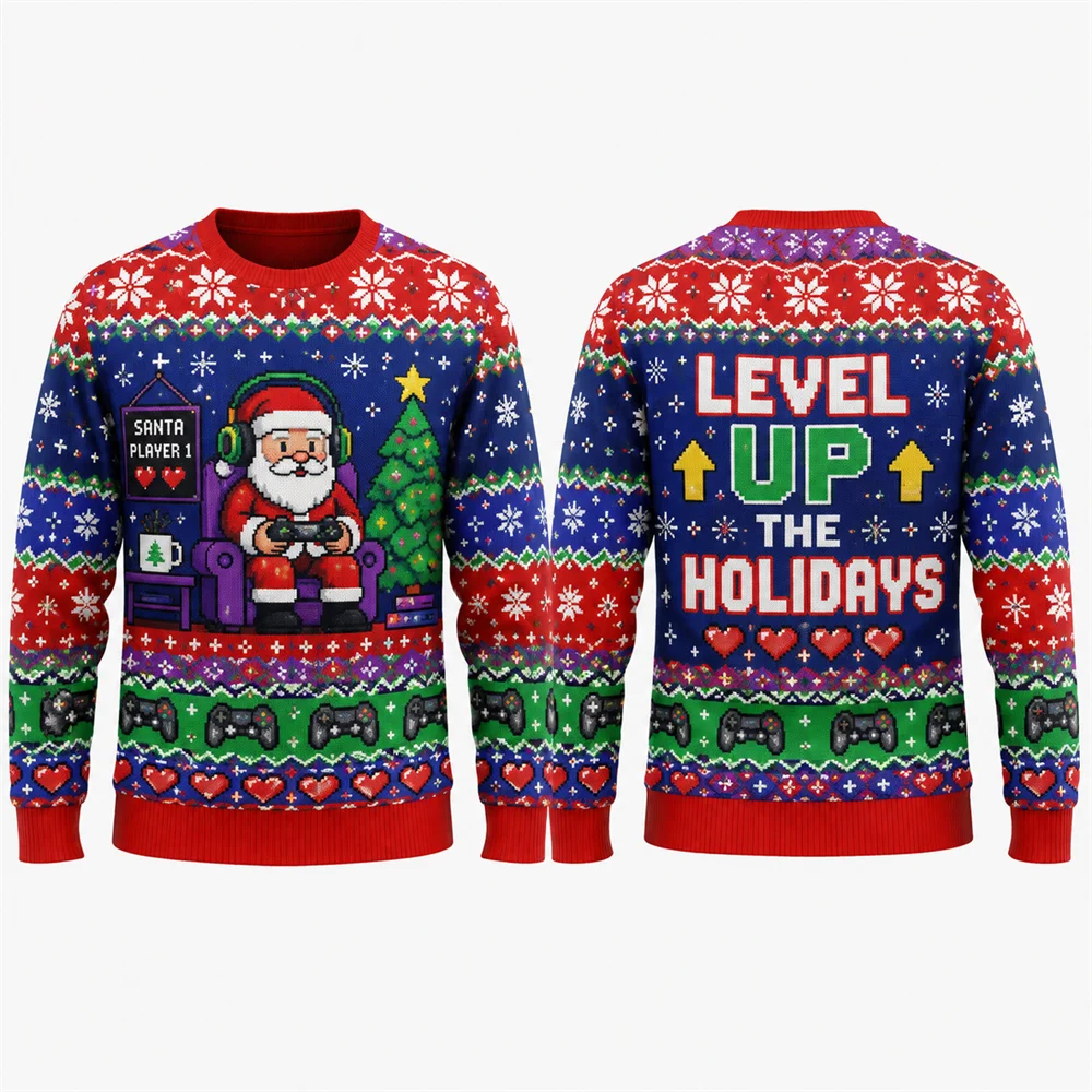 Yeehaw Holidays Santa Reindeer Sweatshirt 3D All Over Print Unisex Crew Neck Long Sleeve Western Ugly Christmas Party Xmas Shirt