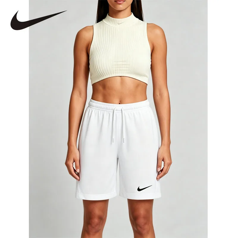 Nike Summer Womens Sportswear Suit Sleeveless Breathable Tank Top and DRI-FIT Sports Shorts 2PCS FN3678-104+IB8654-100