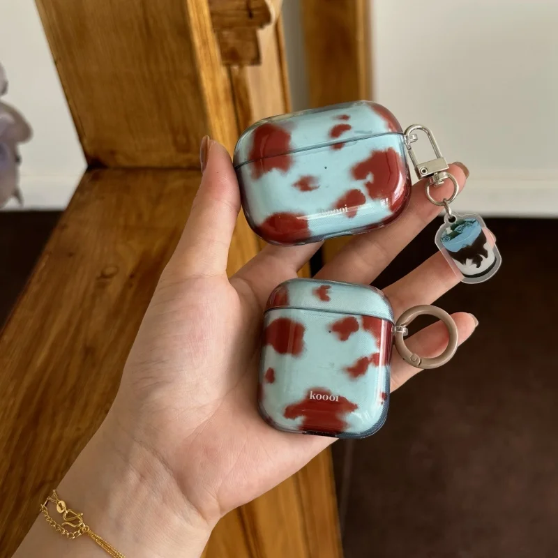 

Blue red amber pattern earphone case anti-fall with hook for Apple Airpods 1 2 Pro pro2 airpods 3 Airpods 4
