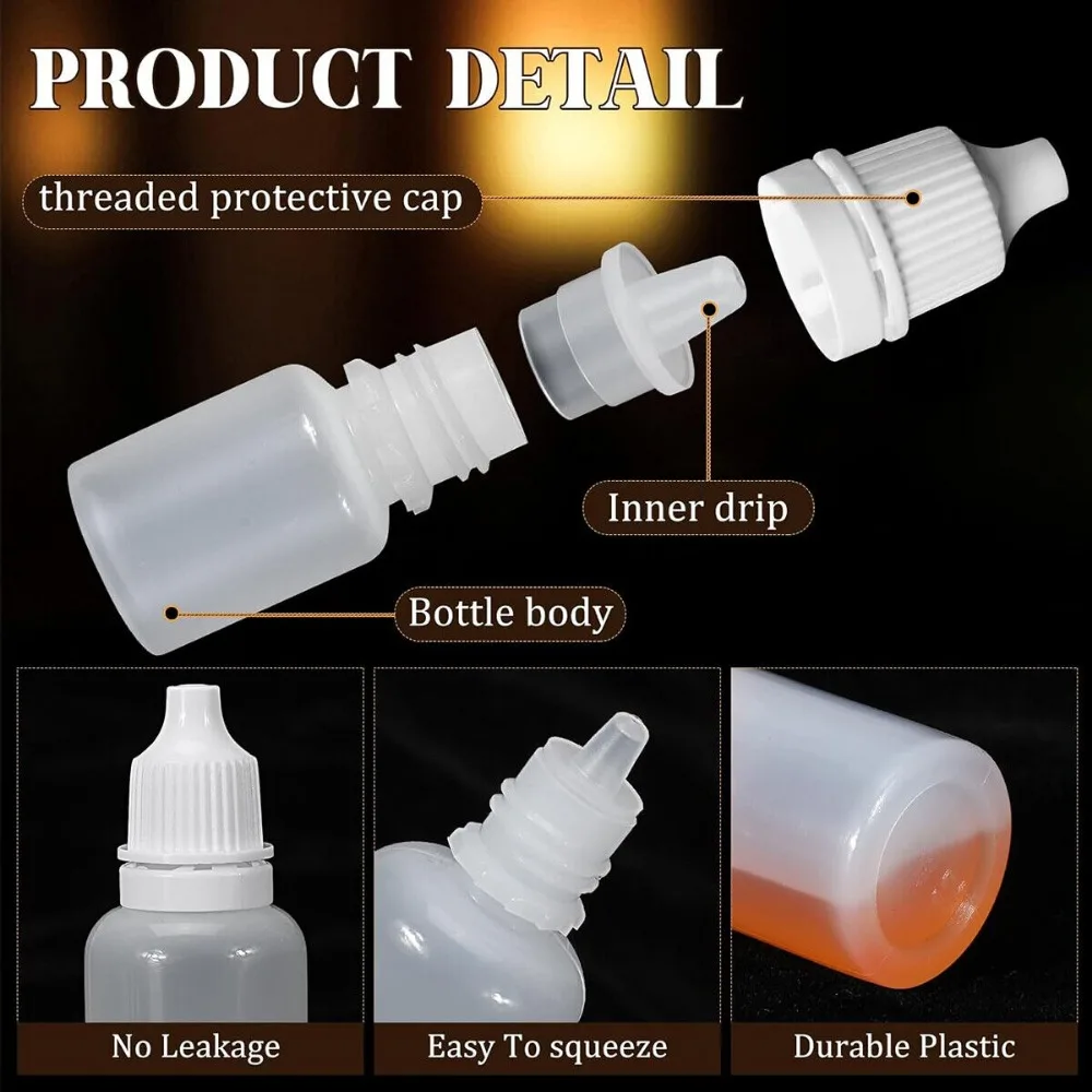 100pcs 3-50ml Empty Squeezable Liquid Dropper Bottle for Travel Small Eye & Ear Dropper Bottles To Store & Sort Essential Oil