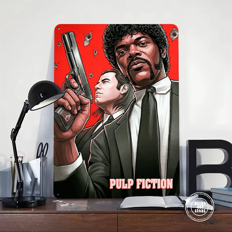 Pulp Fiction Movie Metal Poster Customized Wall Art Retro Vintage Metal Signs for Man Cave Bathroom Decor Room Home Decorations
