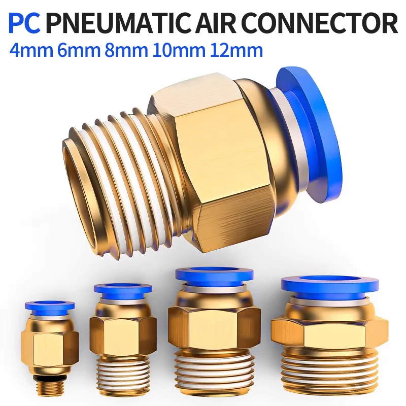 

PC Pneumatic Tube Connector The Air Compressor Parts Straight Push In Pneumatic Fitting 1/2"1/4"3/8"1/8"M5 Male-4 6 8 10 12