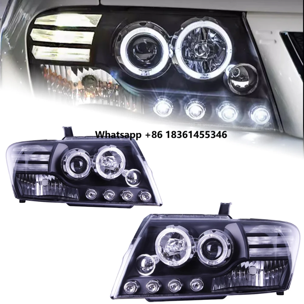 

for V73 Headlights 2004-2016 Montero LED Headlight DRL Hid Option Head Lamp Angel Eye Beam Accessories