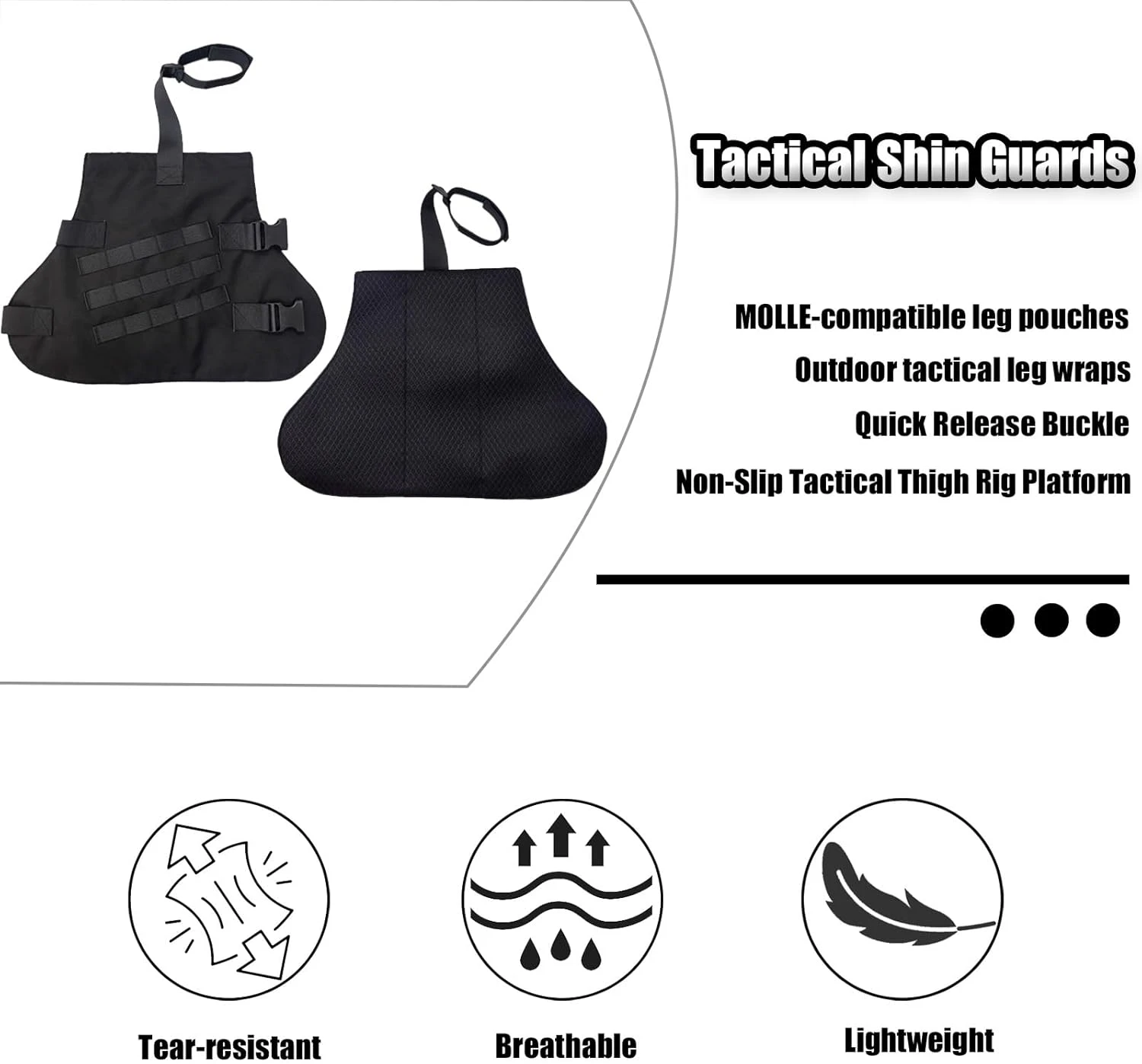 NIJ IIIA Bulletproof Leg Guard (Inner lining not included) Tactical Military Ballistic Leggings Combat Drop Leg Panel Protector