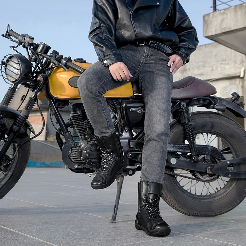 Men Motorcycle Boots Motorbike Shoes Wear Resistant Motocross Tactics Boots Breathable Anti-fall Rider Road Racing Casual Shoes