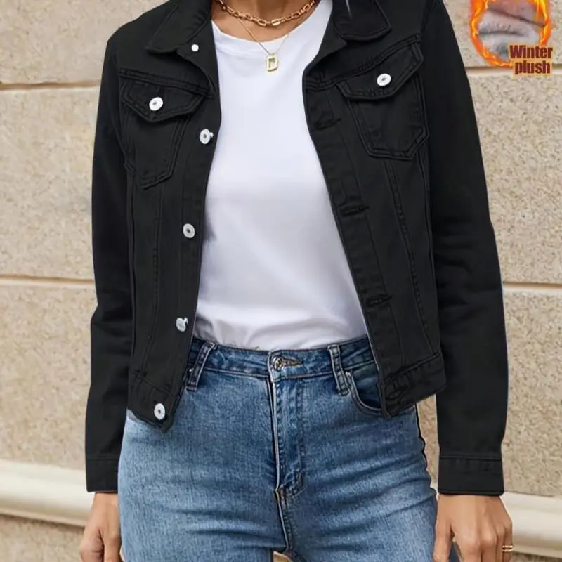 

Warm Denim Jaet for Women Thi Winter Coat Sli Collar ort Length Special Wide Fit Youthful Trend Autumn ting