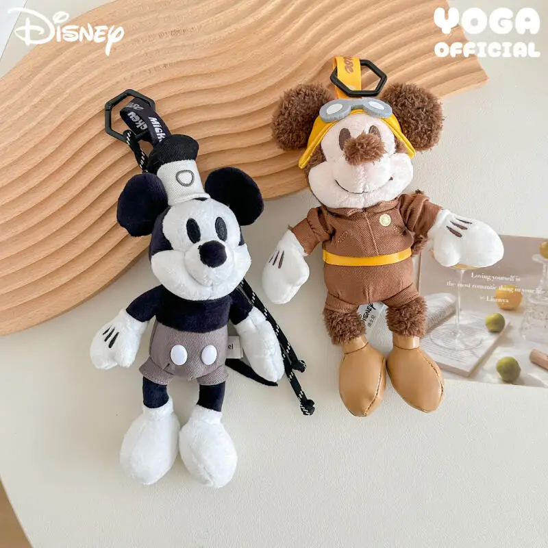 Disney mickey mouse brinquedos de pelúcia kawaii chaveiro criativo dos desenhos animados mochila casal pingente boneca amigos presente aniversário periférico