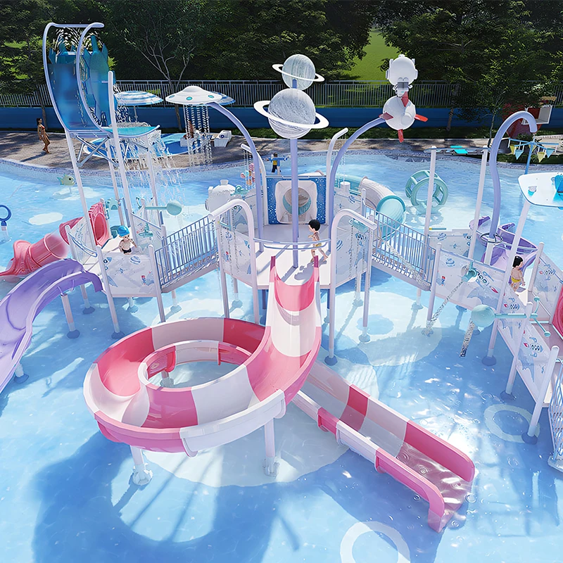 ia-Mini Residential Indoor/Outdoor Water Play Toys Playground Fiberglass Plastic Slide Aquatic Splash Pad Equipment Water Park#